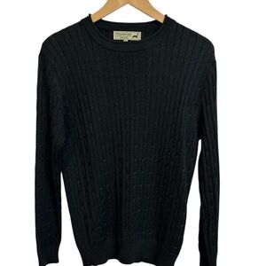 Peruvian Link Black Alpaca Wool Cable Knit Sweater Size S 100% Alpaca